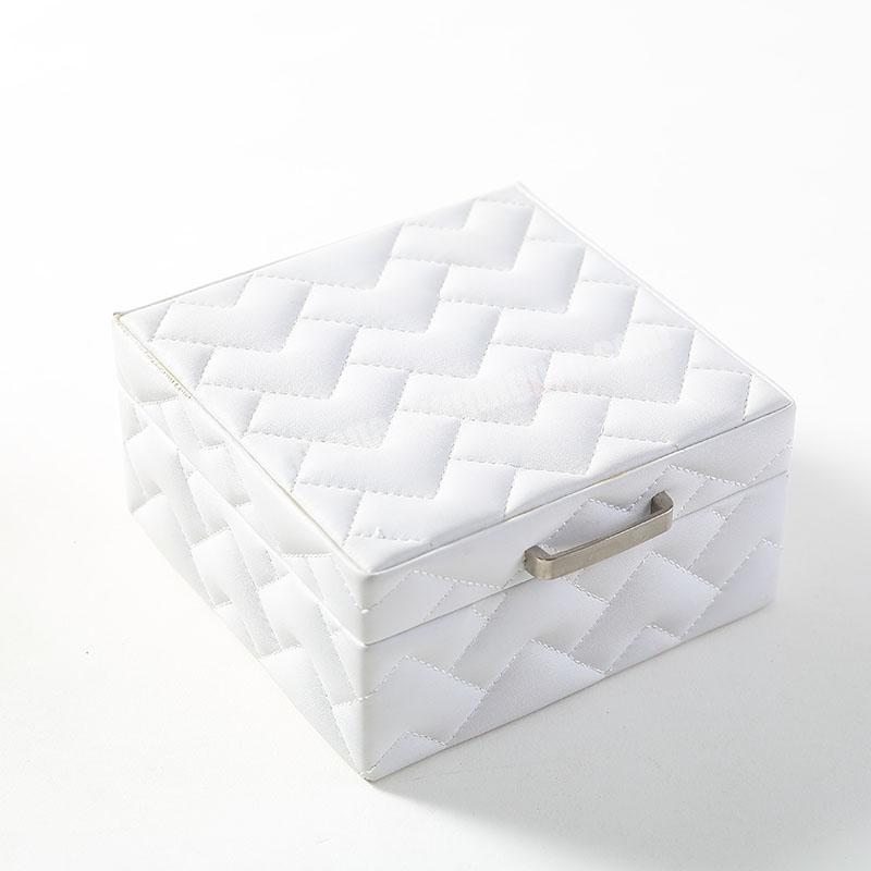 factory jewelry box whoses white Pu Leather good price square  Display  jewelry custom LOGO Packing Gift Box for jewelry