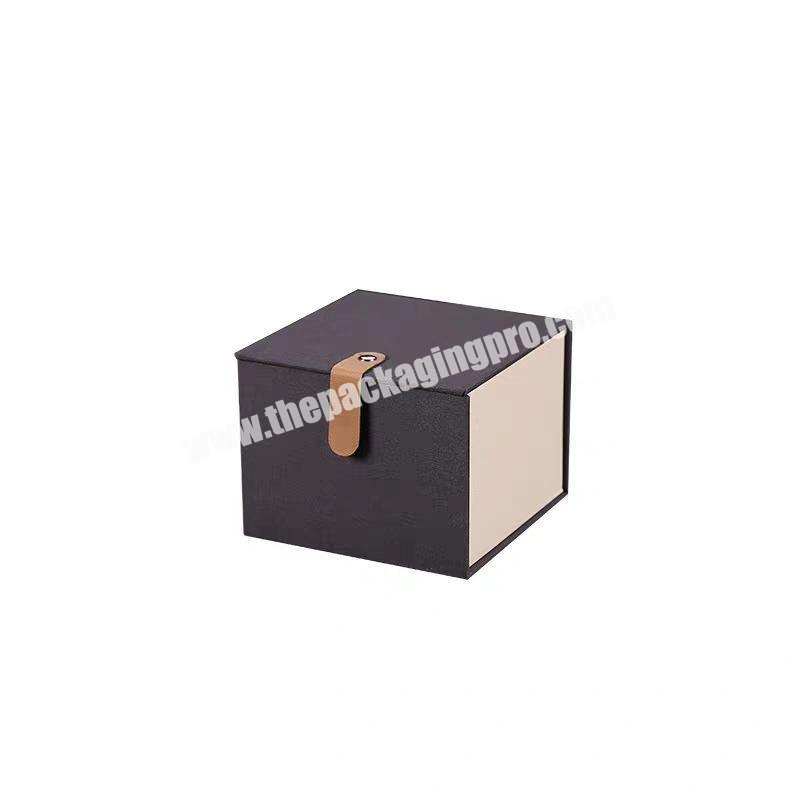 Factory Paper Leather Gift Wallet Perfume Packaging Boxes Luxury Cardboard Hard Black Grey Box For Necklace Jewelry Rings