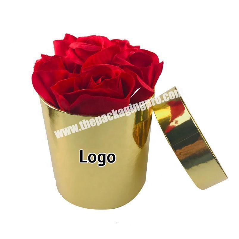 Factory price 2 pieces lift-off glossy gold color roses box with foam inlay Valentine's Day rose packaging