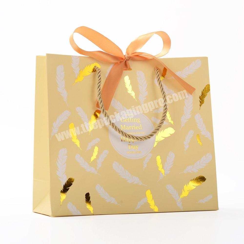 Factory Price Mini yellow hair extensions packaging coated paper bag