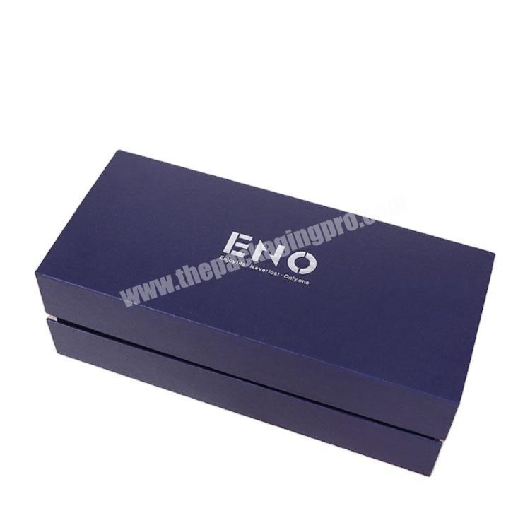 Factory Price Navy blue Luxury Custom clothing paper cardboard magnetic flat folding gift packaging Box insert foam