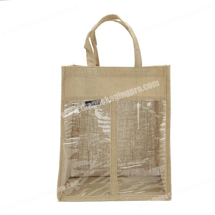 Factory price personalized grocery shopping bag custom price of jute bag with window