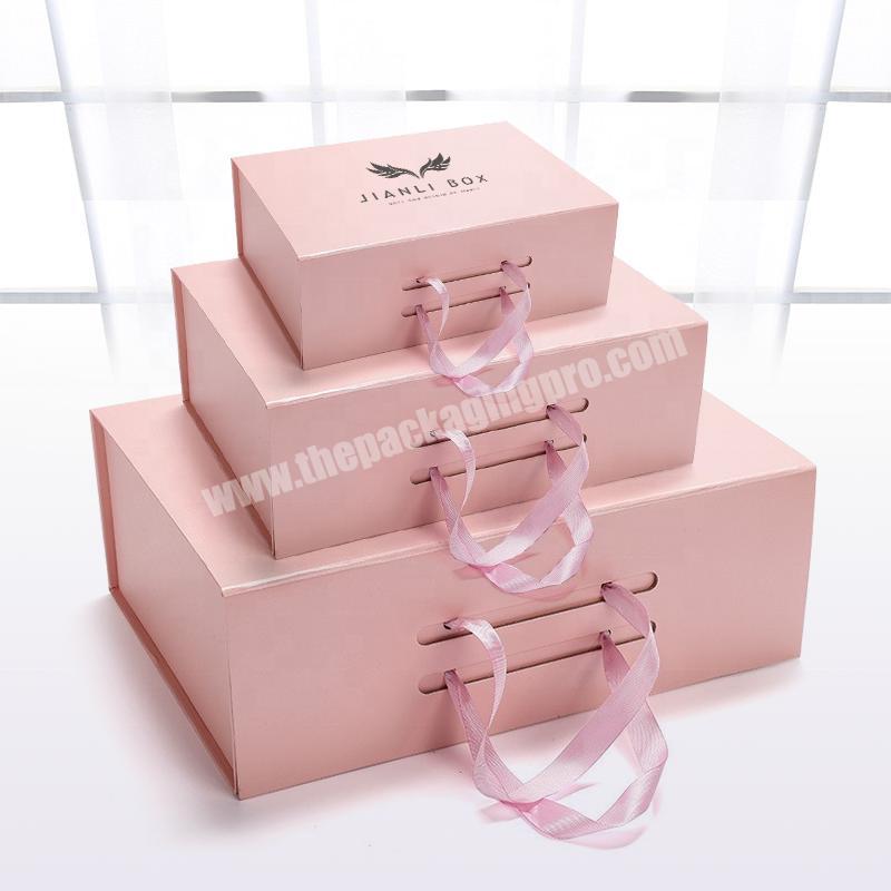 Factory Ribbon closure suitcase gift box ribbon packaging box with handles