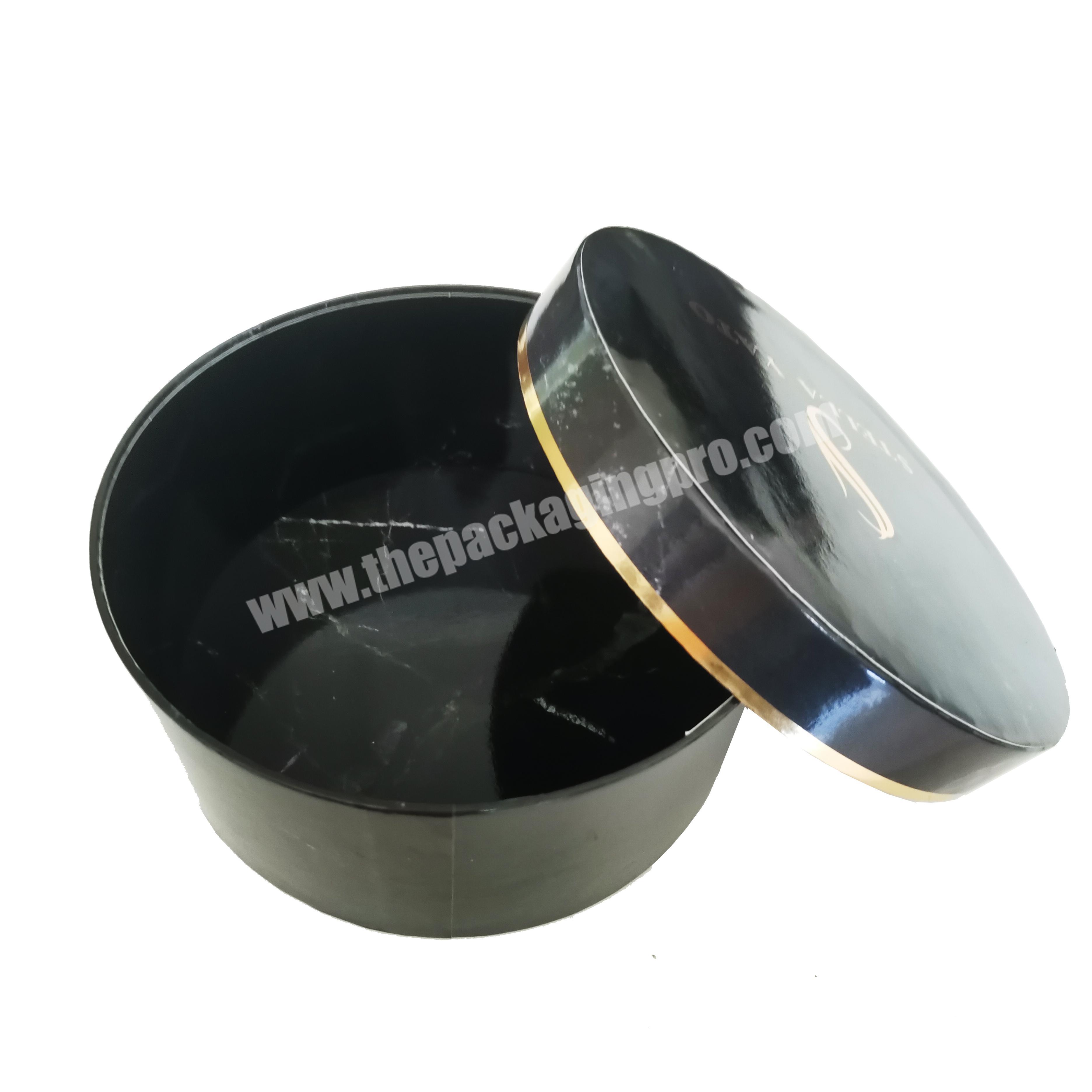 Factory round display boxes cylindrical gloassy black marble paper cardboard box