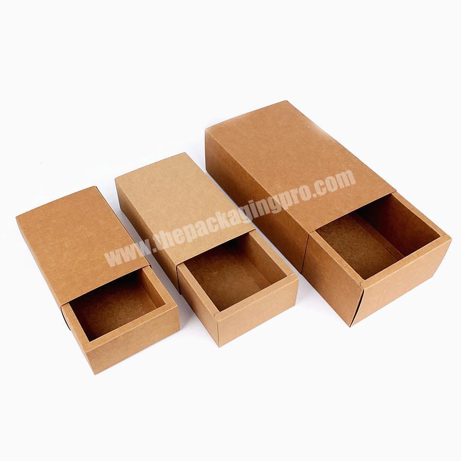 Factory Sale Brown Kraft Paper Folding Drawer Gift Box-3 Sizes Available