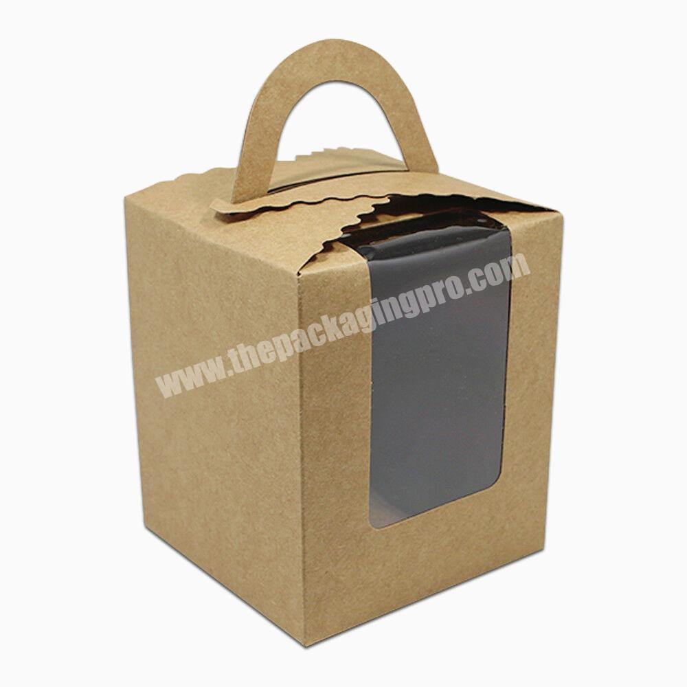 Factory Sale Kraft Paper Gift Boxes Wedding Party Window Packaging HandleGifts Candy Nuts Box