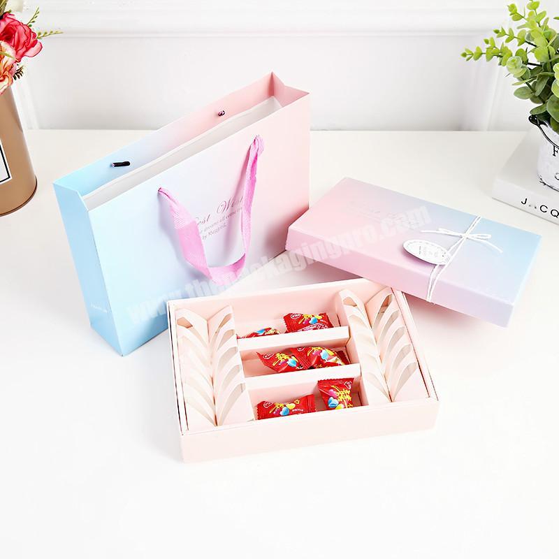 Factory Sale Luxury paper bag and box set for wedding packaging box paper candy gift box