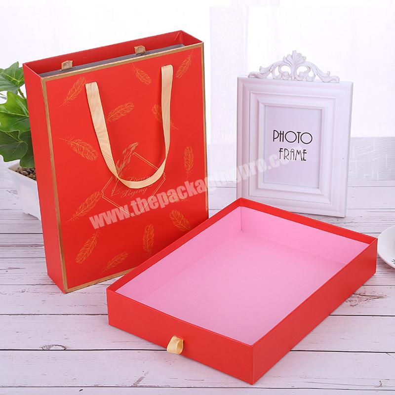 Factory Sale Red color shopping bag paper bag with drawstring