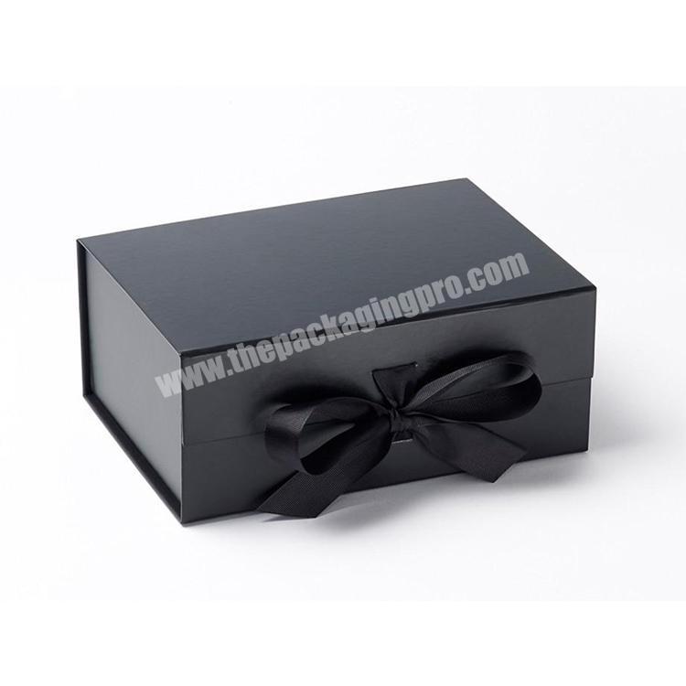 factory supplier custom foldable magnetic box with ribbon