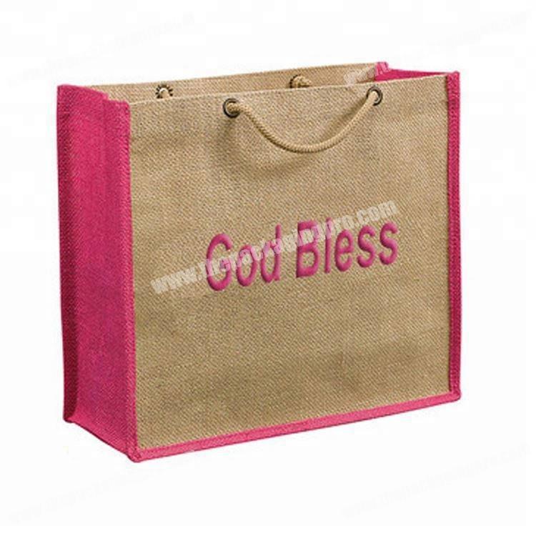beautifully printed medium size 100% jute lunch/grocery /tote bag for all  family members