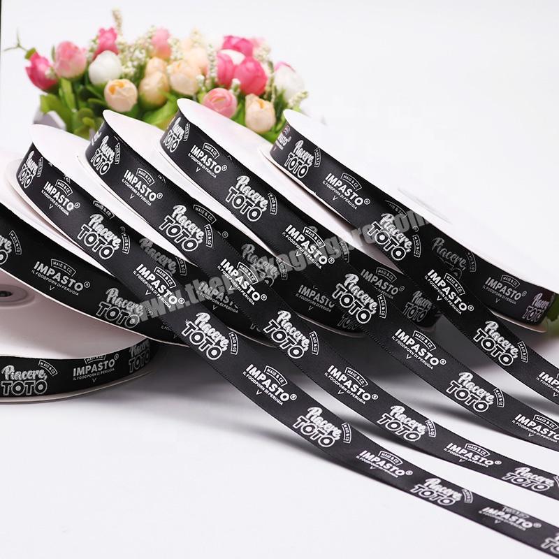 factory Wholesale Custom ribbon Sizes Brand Logo Artwork Ribbon with white logo printed ribbon