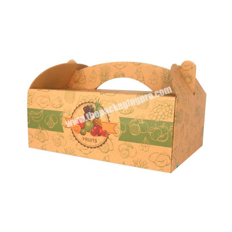 Factory wholesale custom sizes fruit gift packing box paper box with die cut handle