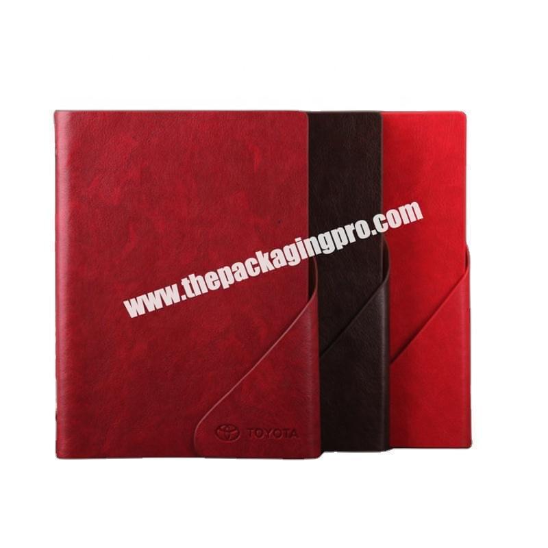 Factory Wholesale Red Black Gift Set Diary Note Custom Inner Pages Logo A5 PU Leather Eco Friendly Planner Notebook With Pen