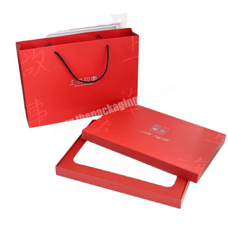Factory Wholesale Silk scarf packaging paperboard boxes removeable lid paperboard boxes red cardboard clothing box