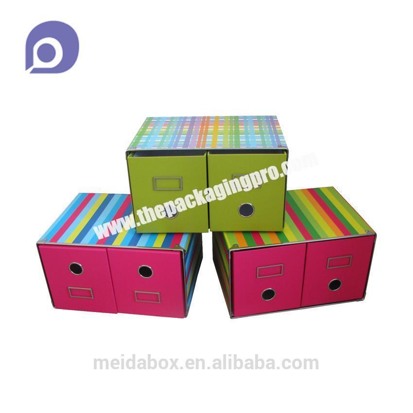 Factory wholesale stripe pattern paper cardboard storage drawer box