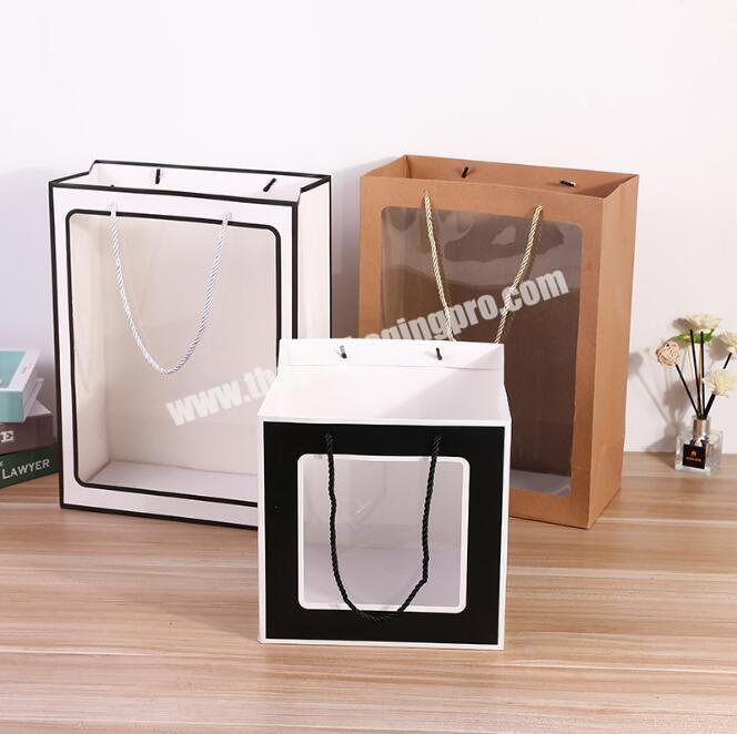 Factory Wholesale Transparent PVC Shopping Paper Bag Clothing Shoe Packaging Cheap Gift Paper Bag