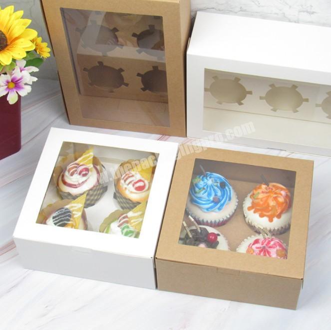 Factory Wholesales Kraft Paper Simple Foldable Takeaway Food Cupcake Paper Packaging Gift Box