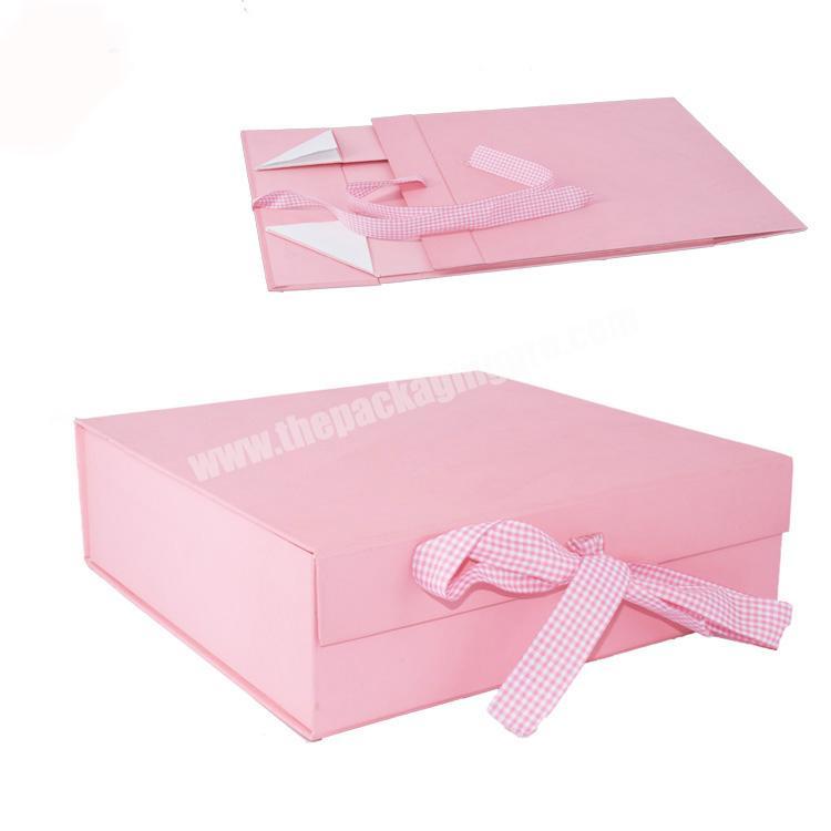 Fancy Custom magnet folding Paper Box With Ribbon