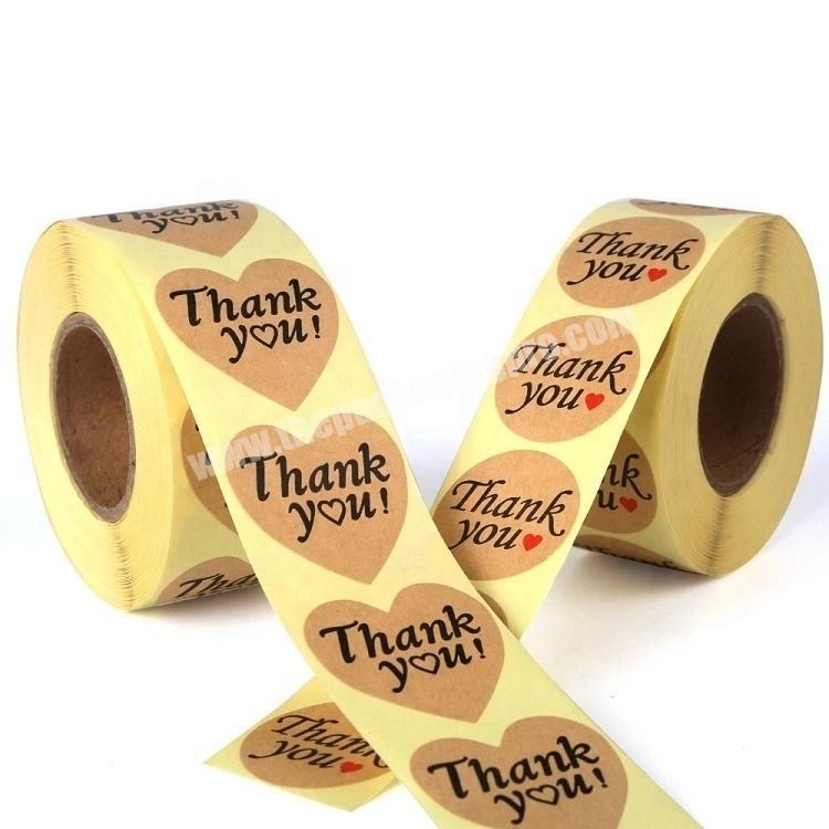 Fancy Custom Printing Roll Stickers Adhesive Kraft Paper Seal Packaging Thank You Labels
