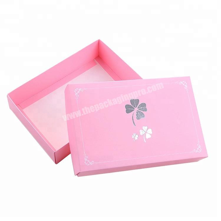Fancy Customized Pink Paper Packaging Box with Gold Logo Hot Stamping