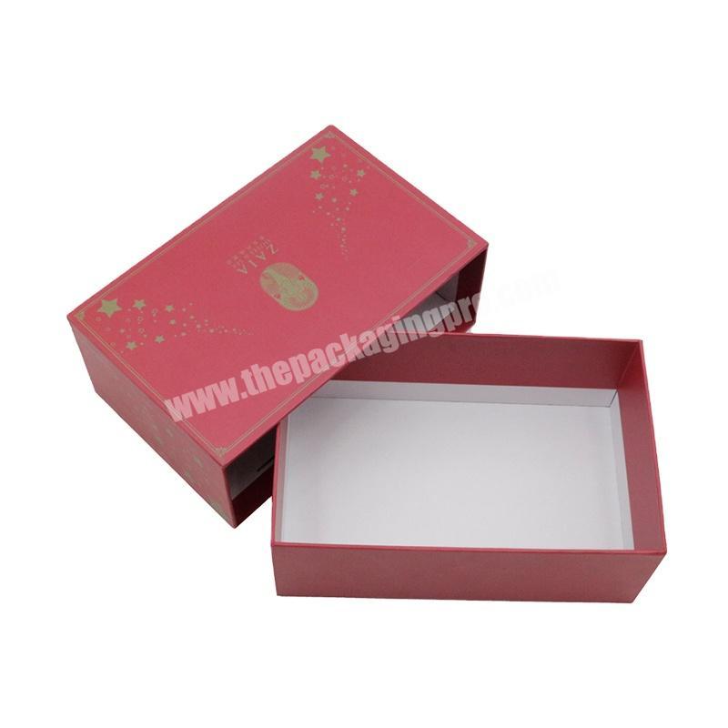 Fancy design custom printing red drawer clothing gift box for two piece pants set packaging