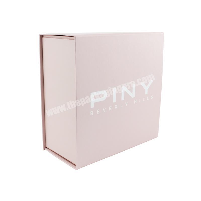 Fancy Design Customized Square Pink Cardboard Flat Luxury  Folding Storage Paper Gift Box With Magnetic Closure
