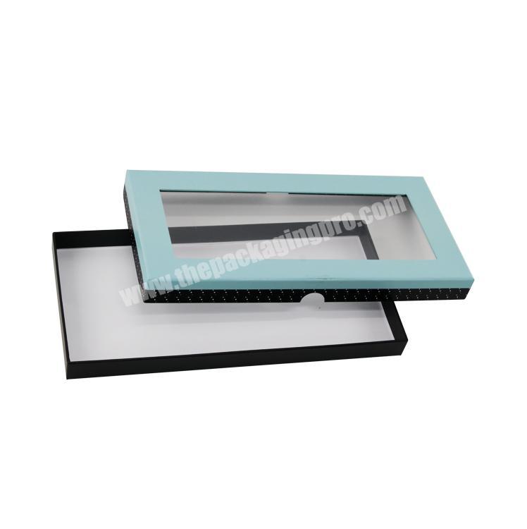 Fancy design green lid and base custom packaging square cardboard window gift box