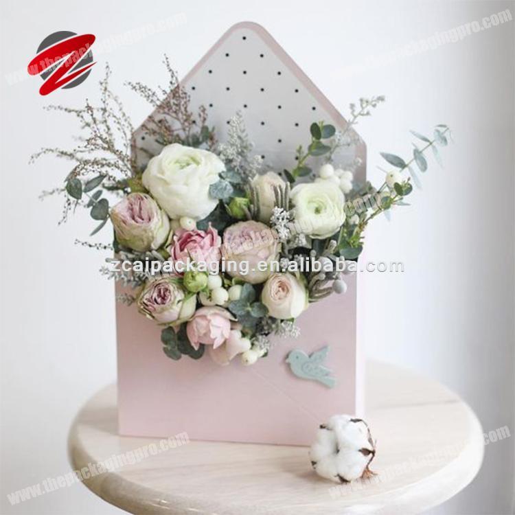 Fancy high end popular custom paper flower box envelope shaped box