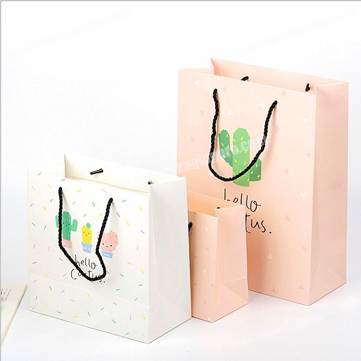 fancy Wholesale laminated square fruit cactus fresh art gift cardboard paper purse bag
