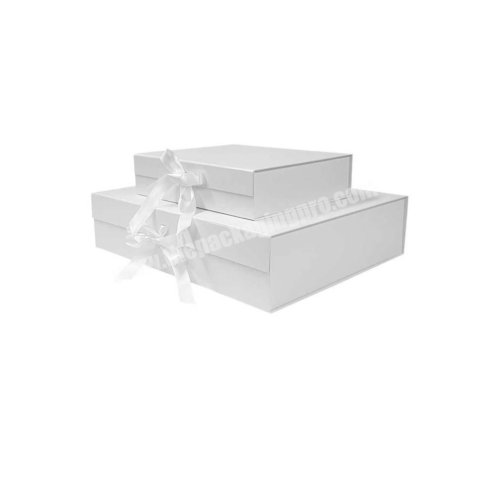 Fashion Custom printed logo square gift box paper gift box with ribbon