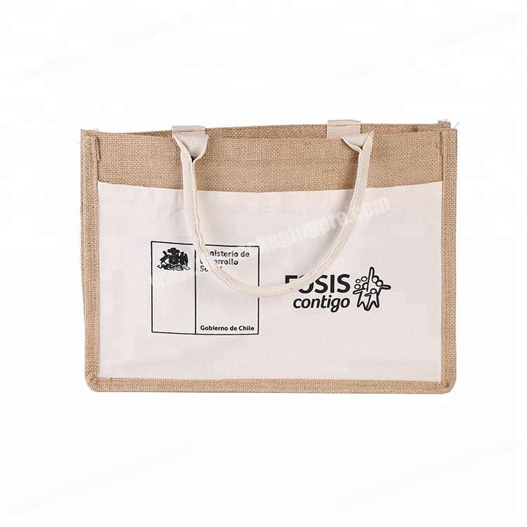 Fashion custom reusable jute bag promotional recycled foldable tote shopping bags