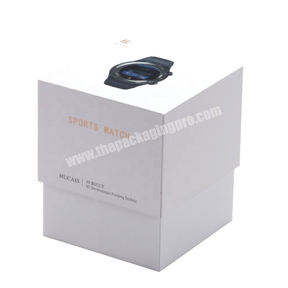 Fashion Fancy Customized Logo Sport UV Printing Lid and Base Rigid Paper Box for Watch