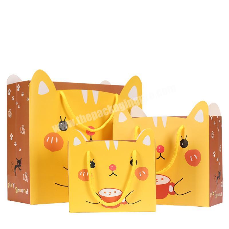 Fashion low cost custom shape and printing cat shape paper bag for wedding invitation
