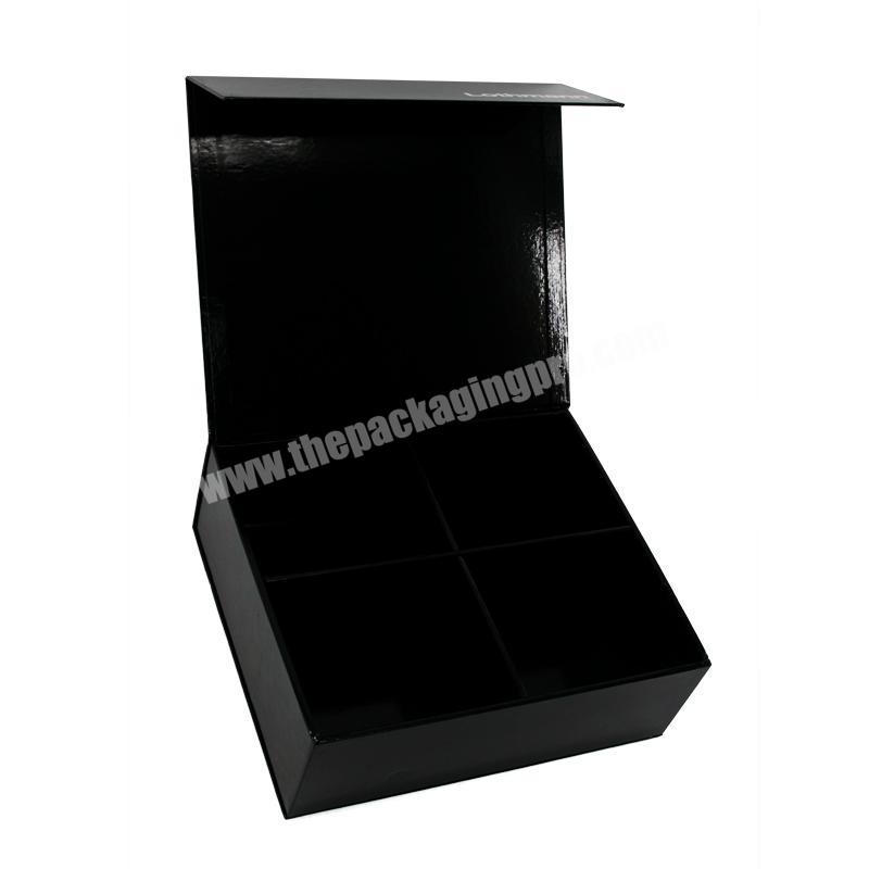Fashion Luxury Custom Rigid Book Shape Work in Home Black Cardboard Packaging Card Gift Box for Clothing