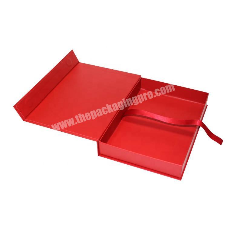 Fashion new custom red bookshape gift box with ribbon packaging box for gift