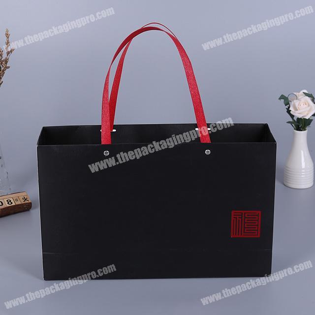 Fashion simple folding gift paper handbag shopping clothing packing collection black bags