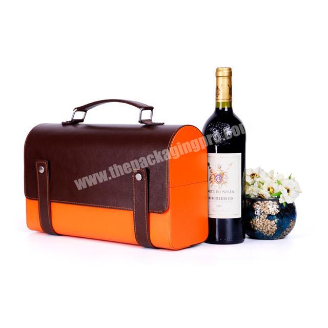 Fashion style 2 bottles wine boxes PU leatherette for packaging