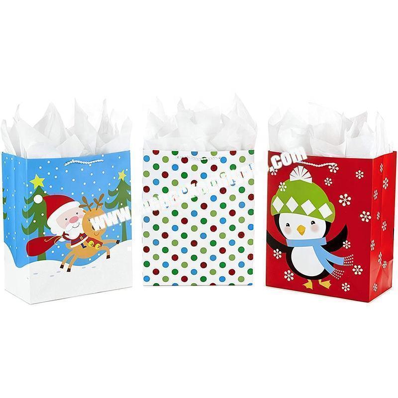 Festival Christmas custom printed gift natural kraft paper bags gift bag