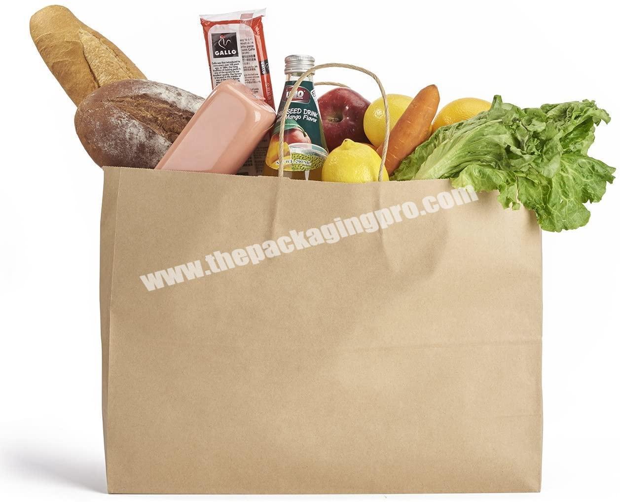 Flat Handle Kraft Paper bags Top selling products in Alibaba usa Food grade Custom printed Strong paper bag