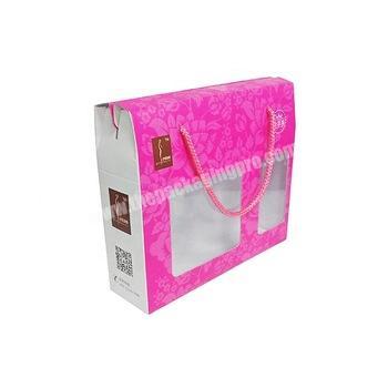 flat pack corrugated display cosmetic skin care high quality cartons box with handles
