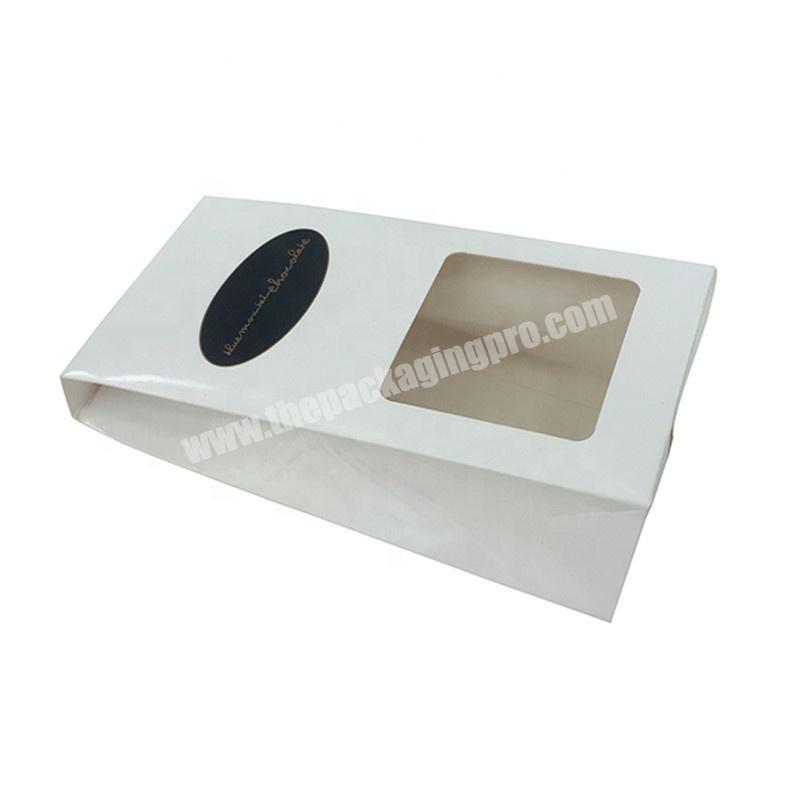 Flat packing white cardboard paper box gift packaging box with window
