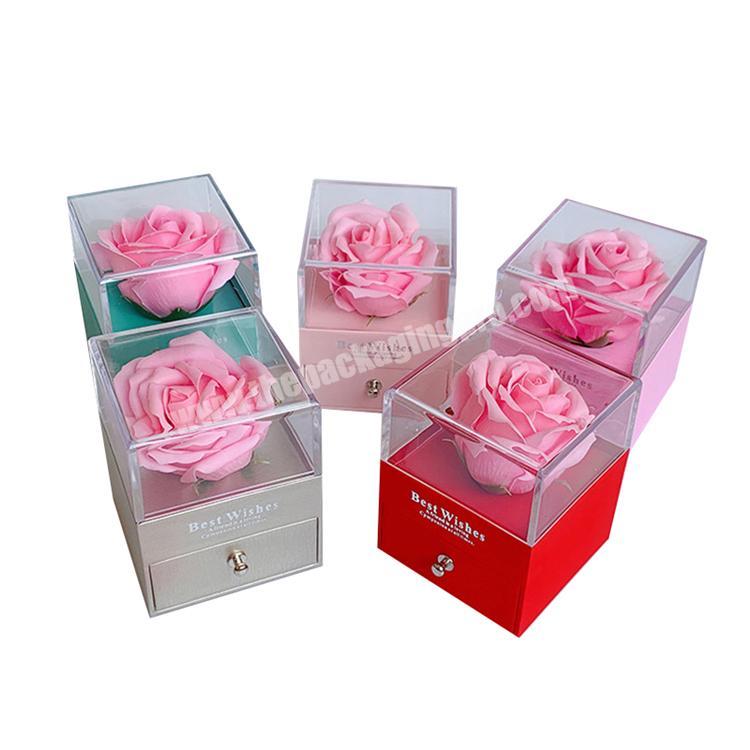 flower box single rose ring box with acrylic flower soap box luxury