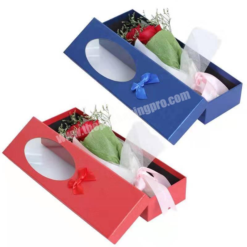 Flower gift packaging boxes with custom small shoulder paper boxes with pvc window
