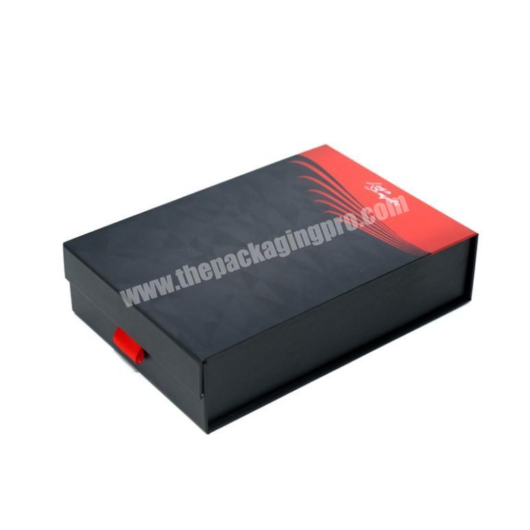 Foldable black cardboard magnet paper gift box for perfume packaging