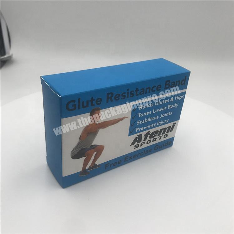 Foldable blue paper packing box for resistance loop band