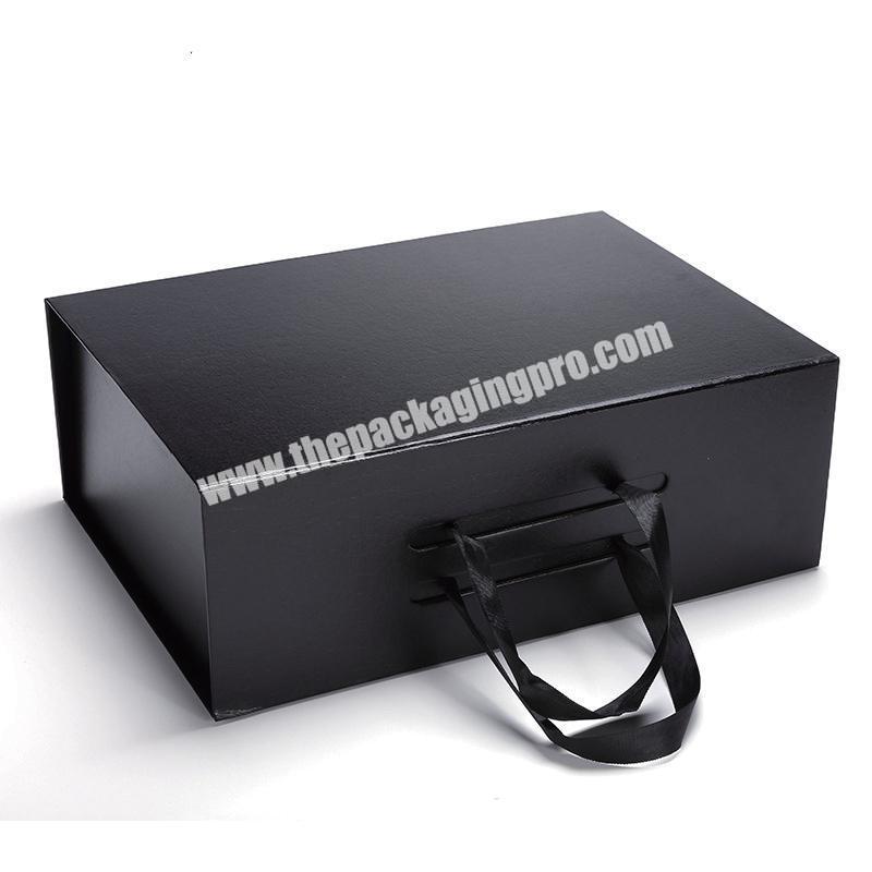 Foldable Box Black Folding Gift Wedding Dress Boxes with Handle
