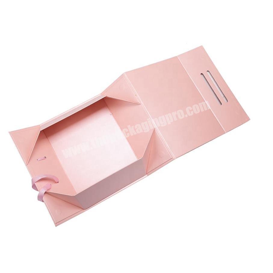 Foldable Gift Box Cardboard Paper Box Packaging With Ribbon Handle