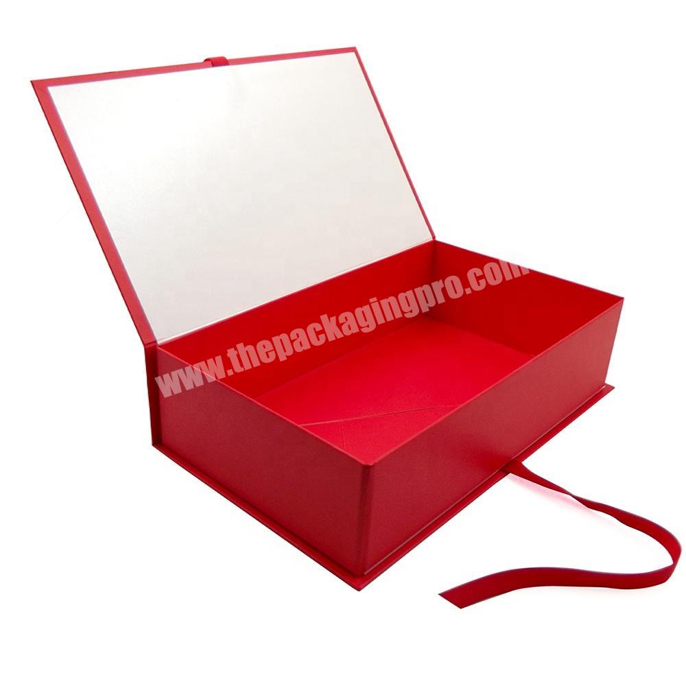 Foldable Gift Box For Garment Apparel Clothes With Red Ribbon