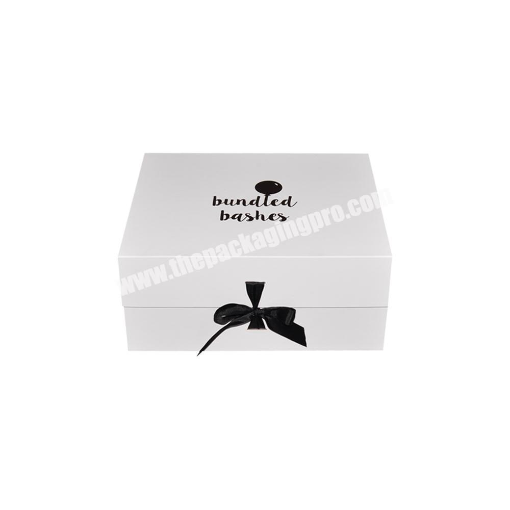 Foldable glitter hair extension boxes packaging, Custom wig boxes with silk ribbon