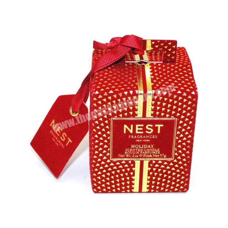 Foldable Gold Stamping Paper Card Kids Red Velvet Gift Box with Label for Small Gifts